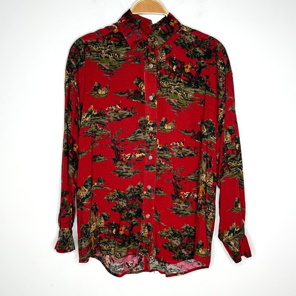 Bushwacker USA Button-up‎ Shirt Sz L Dog Hunting All Over Print - Picture 1 of 12